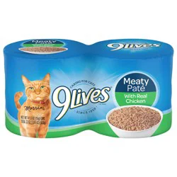 9Lives Meaty Paté Chicken Dinner Wet Cat Food, 22-Ounce, Pack of 4