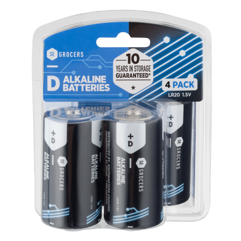 slide 1 of 1, SE Grocers D 4P Alkaline Batteries, 4 ct