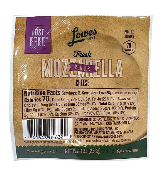 slide 1 of 1, Lowes Foods Fresh Mozzarella Pearls, 8 oz