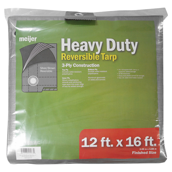 slide 1 of 1, Meijer Heavy Duty Reversible Tarp 12' x 16' Silver/Brown, 12 ft x 16 ft