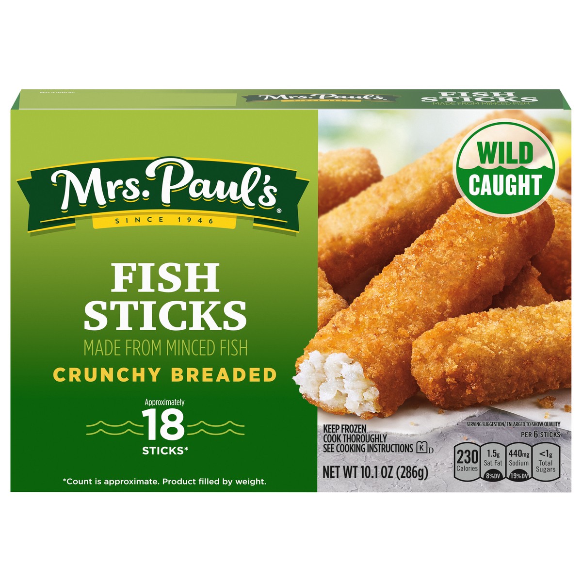 slide 1 of 14, Mrs. Paul's Crunchy Breaded Fish Sticks 10.1 oz, 10.1 oz