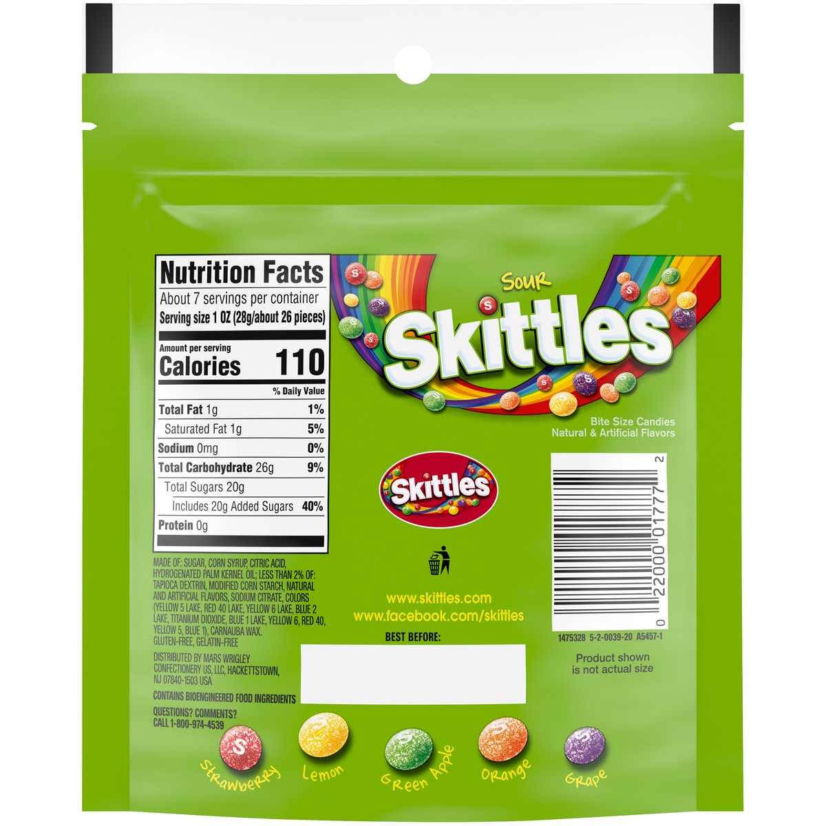 slide 7 of 9, Skittles Sours Bite Size Candies, 7.2 oz