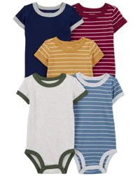 Carters Baby 6-Pack Striped Short-Sleeve Bodysuits Multi 6M