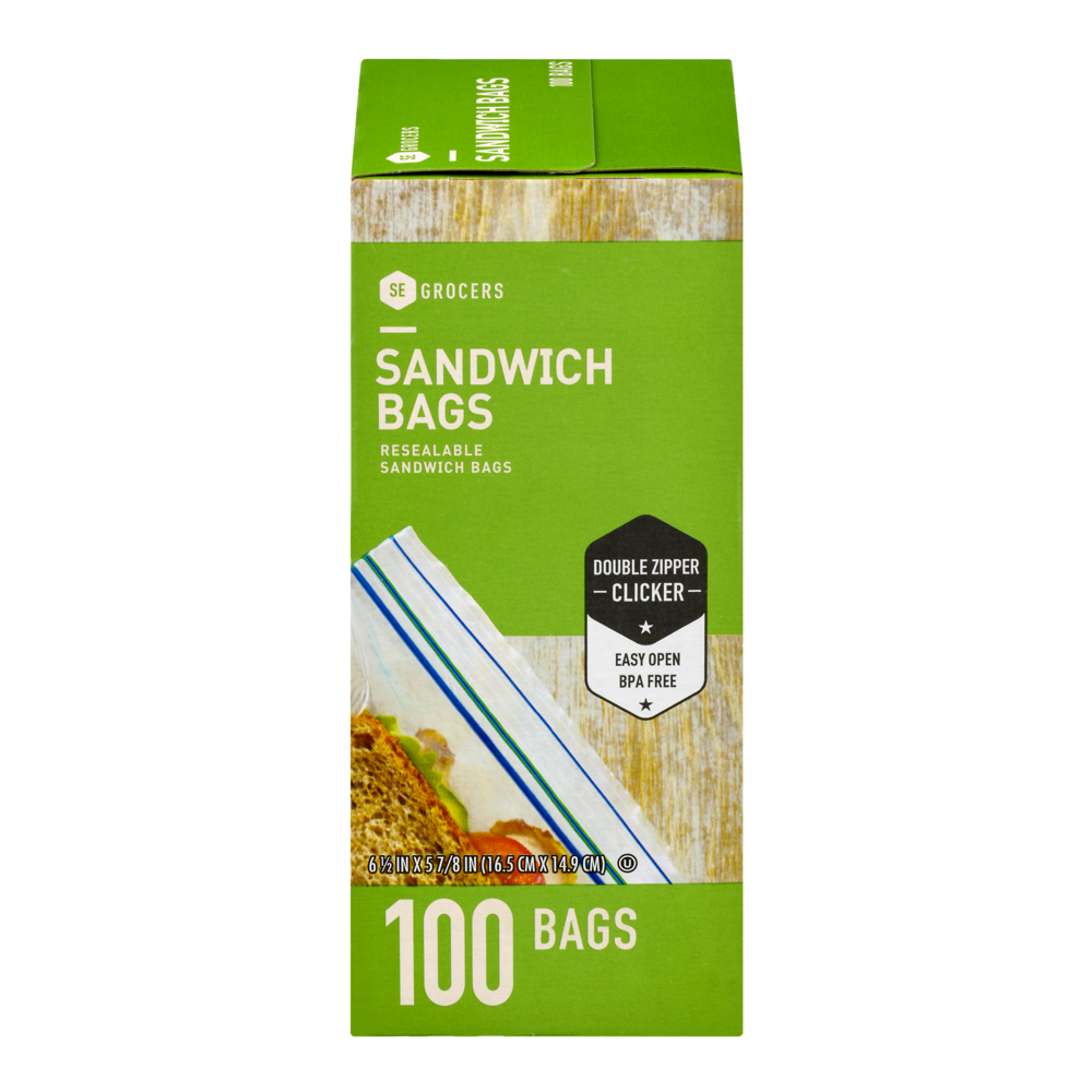 slide 1 of 1, SE Grocers Resealable Sandwich Bags, 100 ct