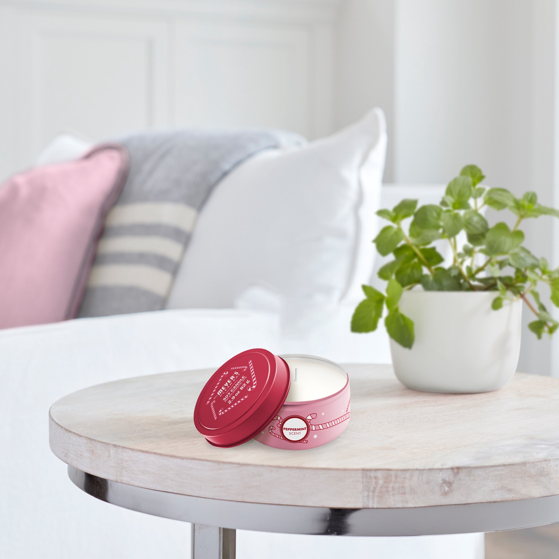 slide 2 of 9, Mrs. Meyer''s Clean Day Scented Soy Candle, Tin Candle, Peppermint Scent, 2.9 oz, 2.9 oz