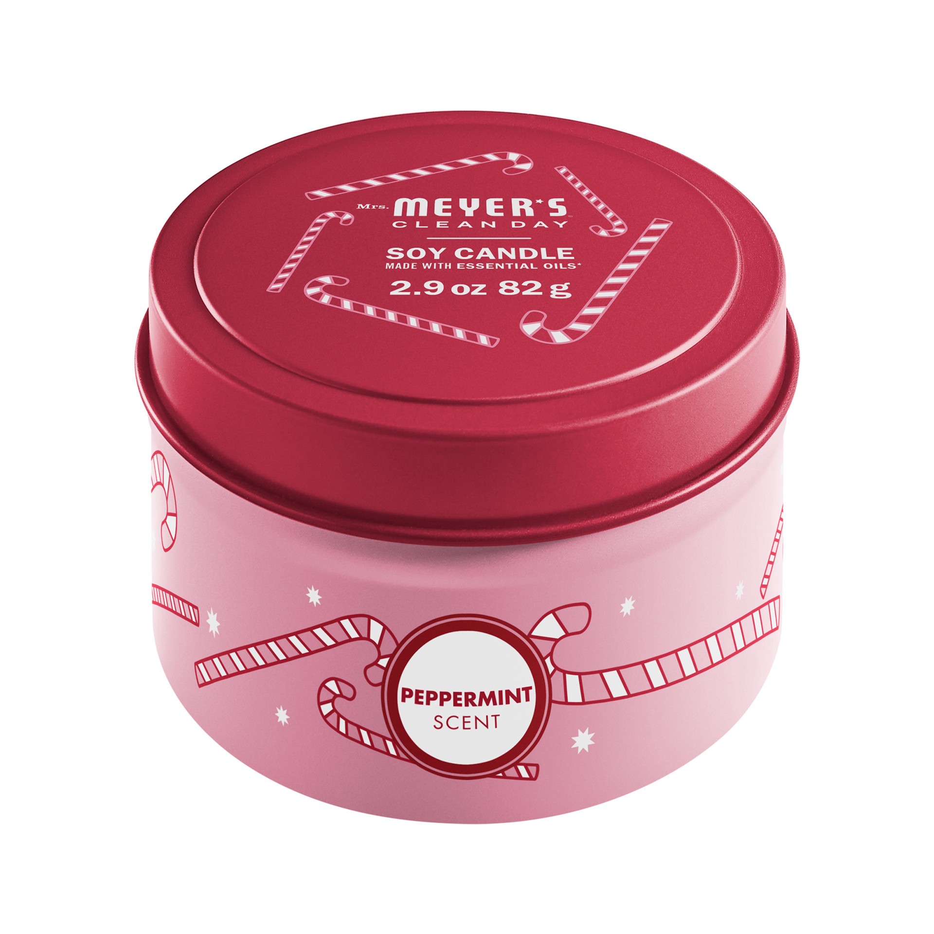 slide 1 of 9, Mrs. Meyer''s Clean Day Scented Soy Candle, Tin Candle, Peppermint Scent, 2.9 oz, 2.9 oz
