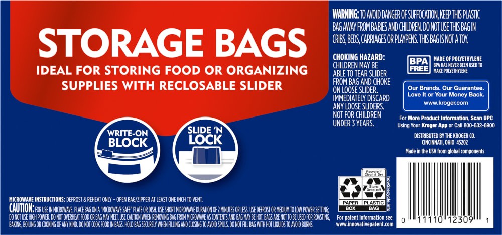 slide 2 of 5, Kroger Slider Storage Quart Bags, 40 ct