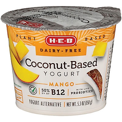 slide 1 of 1, H-E-B Mango Coconut-Based Yogurt, 5.3 oz