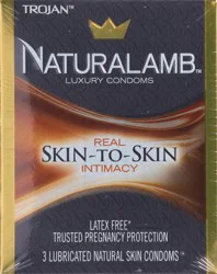 Trojan NaturaLamb Natural Skin Lubricated Condoms 3 ea