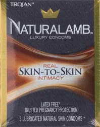 Trojan NaturaLamb Natural Skin Lubricated Condoms 3 ea