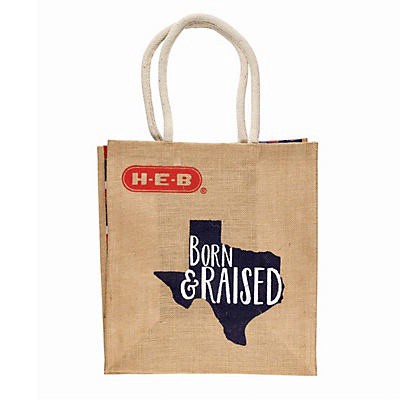 slide 1 of 1, H-E-B Jute Bag Born & Raised, 1 ct