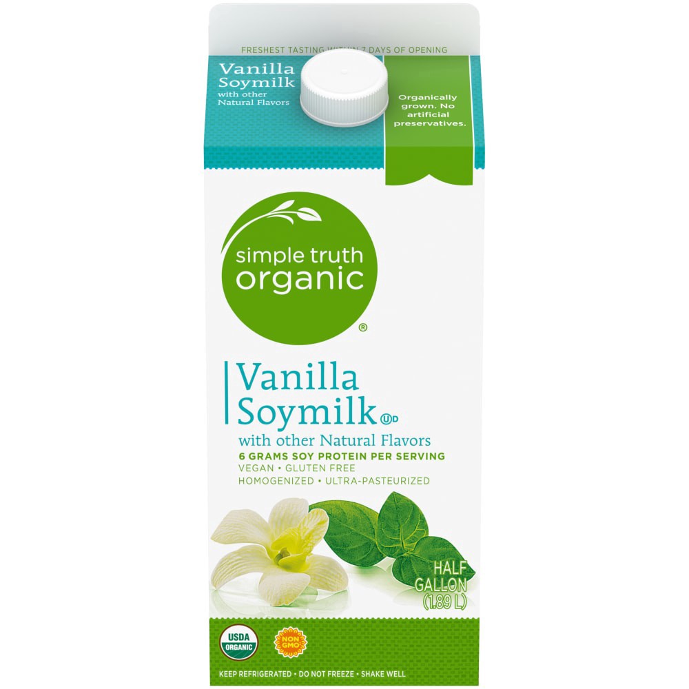 slide 1 of 3, Simple Truth Organic Vanilla Soymilk, 1/2 gal