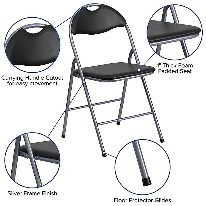 slide 4 of 8, Flash Furniture Metal Folding Chairs - Black/Silver, 4 ct