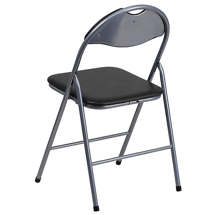slide 5 of 8, Flash Furniture Metal Folding Chairs - Black/Silver, 4 ct