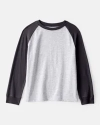 Boys Long-Sleeve Raglan Tee - Charcoal Grey/Black M