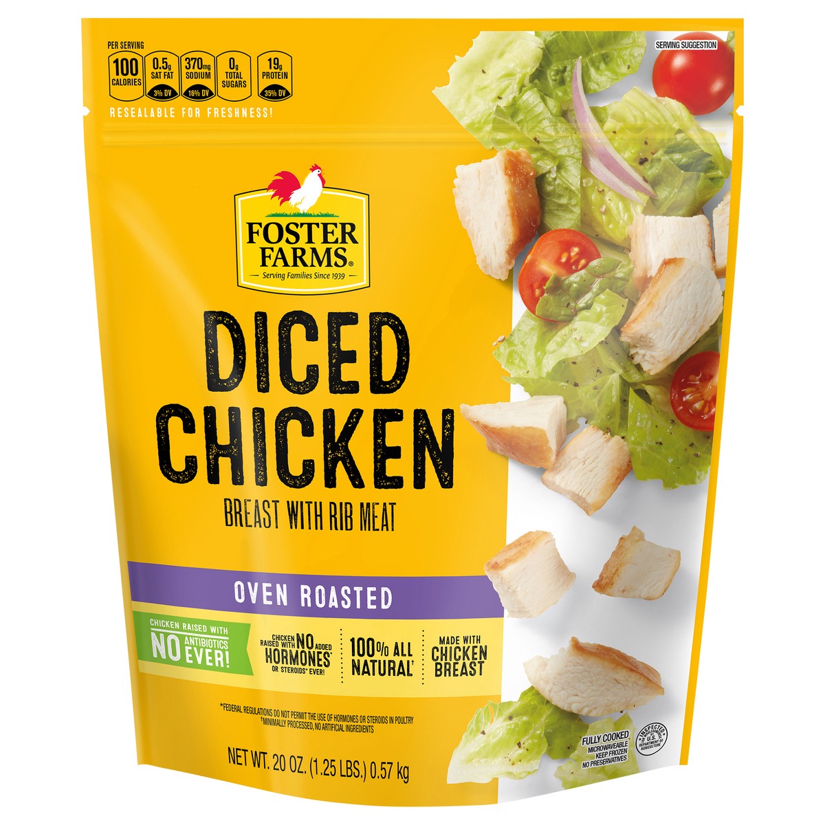 slide 1 of 2, Foster Farms Diced Chicken, 20 oz