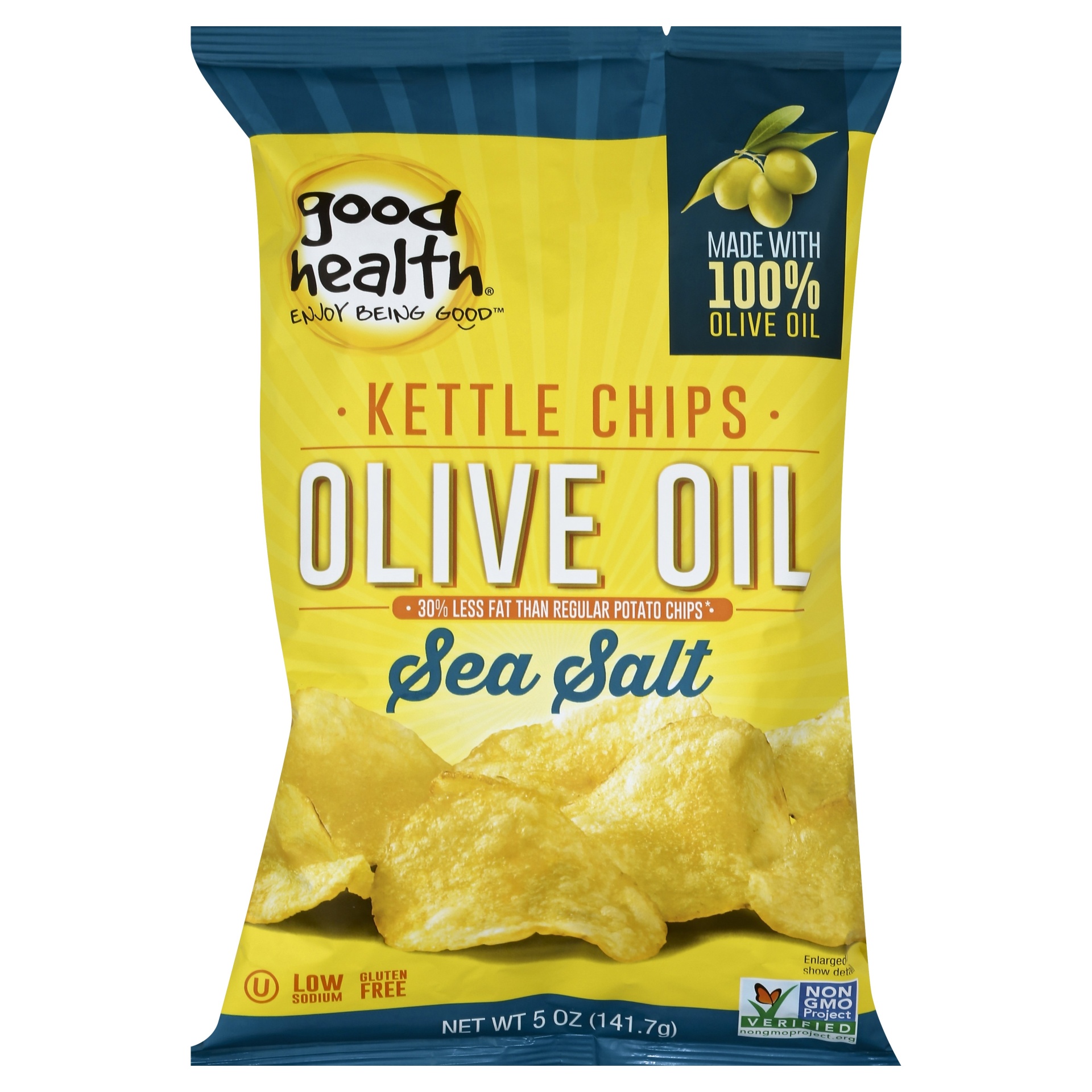 slide 1 of 1, Good Health Olive Oil & Sea Salt Kettle Chips, 5 oz