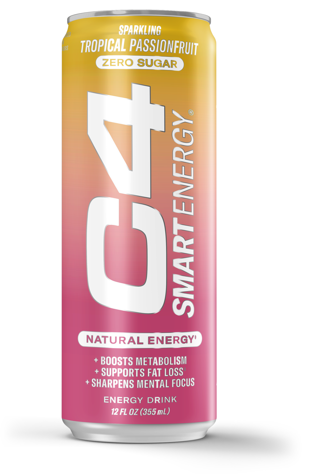 slide 1 of 3, C4 Energy, C4 Smart Energy, Carbonated, Tropical Passionfruit, 12 oz