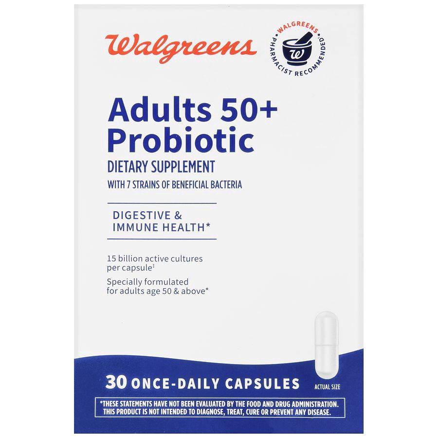slide 2 of 5, Walgreens Adults 50+ Probiotic Capsules, 30 ct
