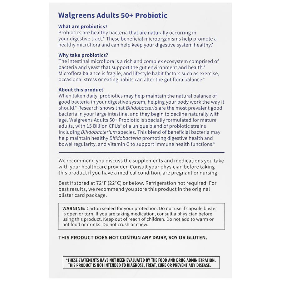slide 3 of 5, Walgreens Adults 50+ Probiotic Capsules, 30 ct