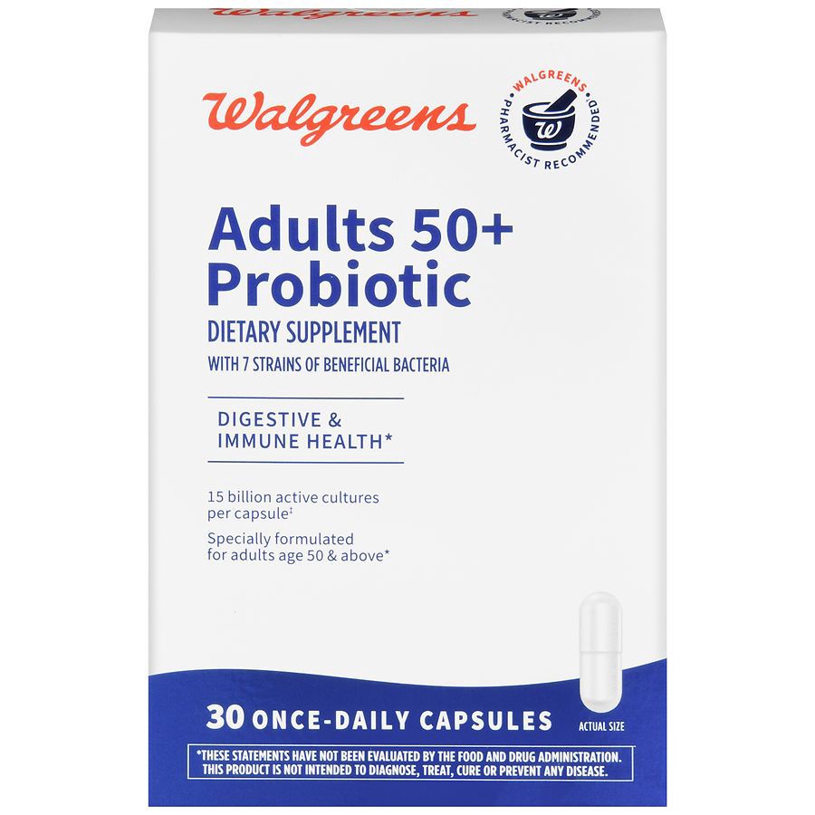 slide 1 of 1, Walgreens Adults 50+ Probiotic Capsules, 30 ct