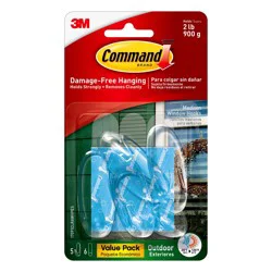 Command Outdoor Medium Clear Window Hooks With Clear Strips