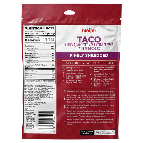 slide 3 of 5, Meijer Finely Shredded Taco Cheese with Spices, 8 oz