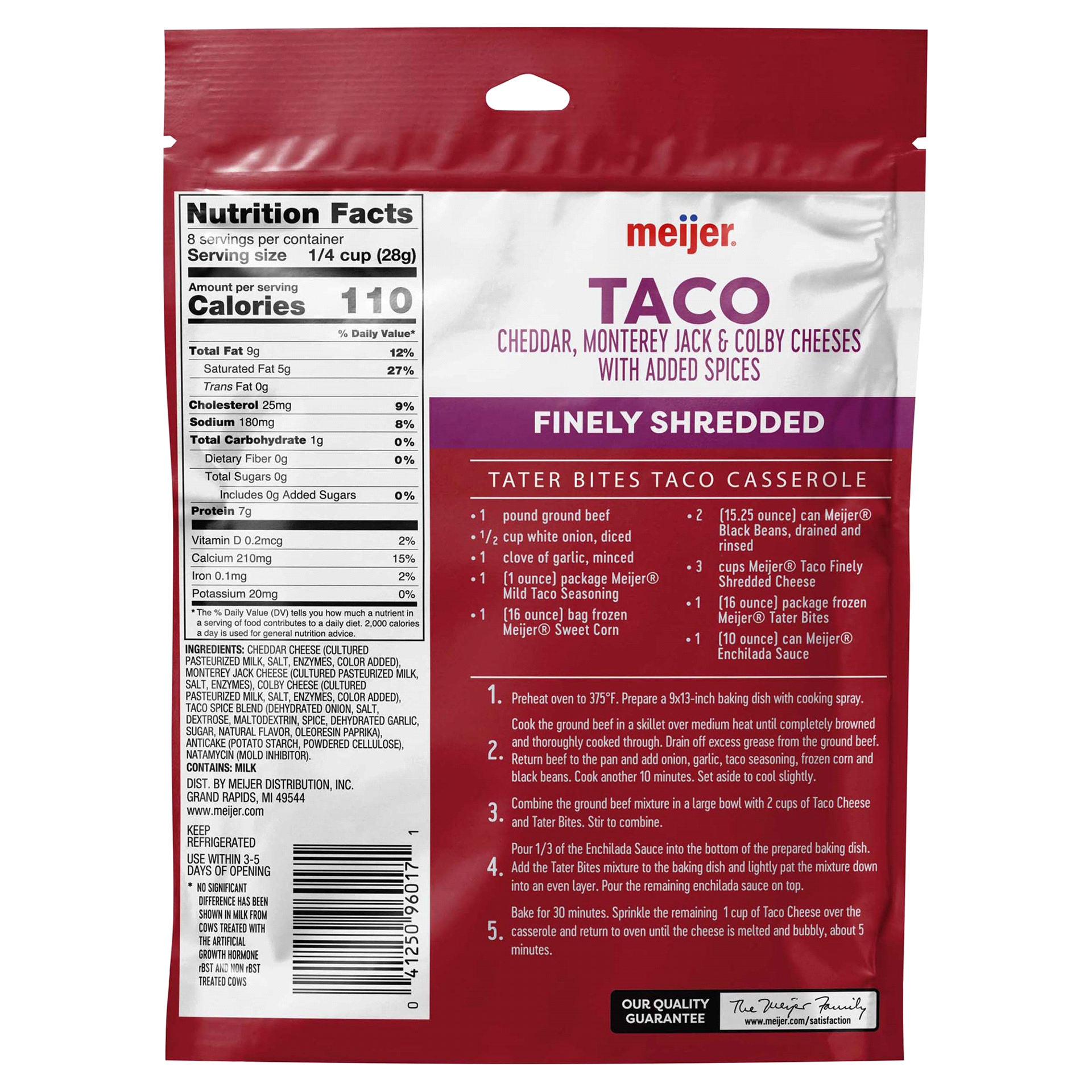 slide 2 of 5, Meijer Finely Shredded Taco Cheese with Spices, 8 oz