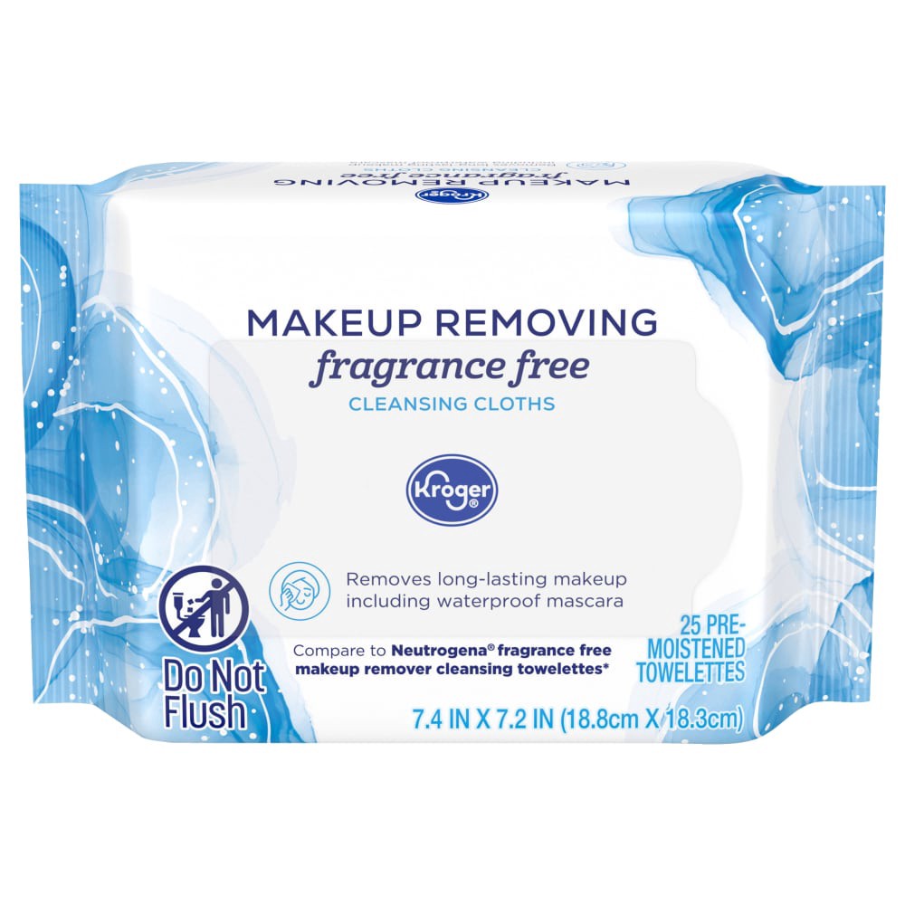 slide 1 of 2, Kroger Fragrance Free Makeup Removing & Cleansing Cloths, 25 ct