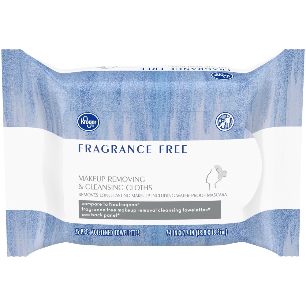 slide 1 of 2, Kroger Fragrance Free Makeup Removing & Cleansing Cloths, 25 ct