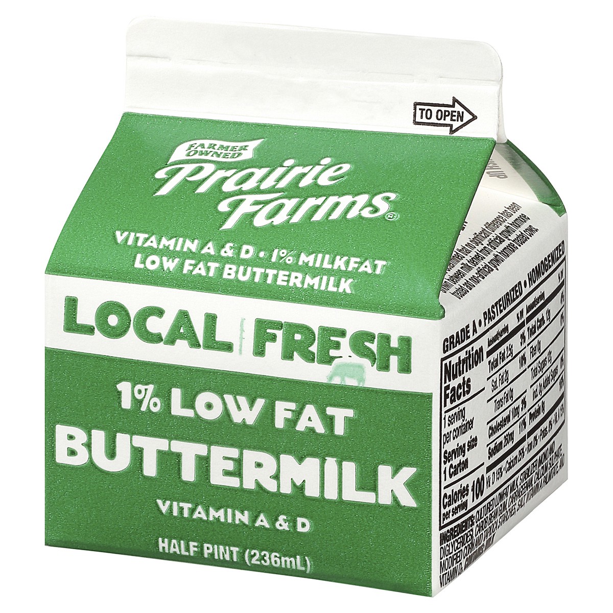 slide 5 of 9, Prairie Farms Local Fresh 1% Milkfat 1% Low Fat Buttermilk 0.5 pt Carton, 1/2 pint