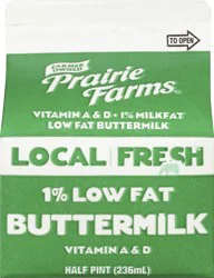 Prairie Farms Local Fresh 1% Milkfat 1% Low Fat Buttermilk 0.5 pt Carton