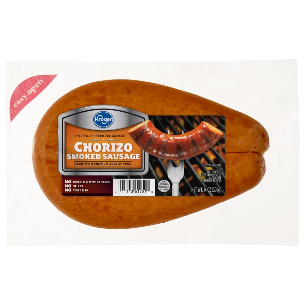 slide 1 of 2, Kroger Chorizo Smoked Sausage, 14 oz