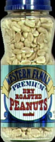 slide 1 of 1, Western Family Dry Roasted Unsalted Peanuts, 12 oz