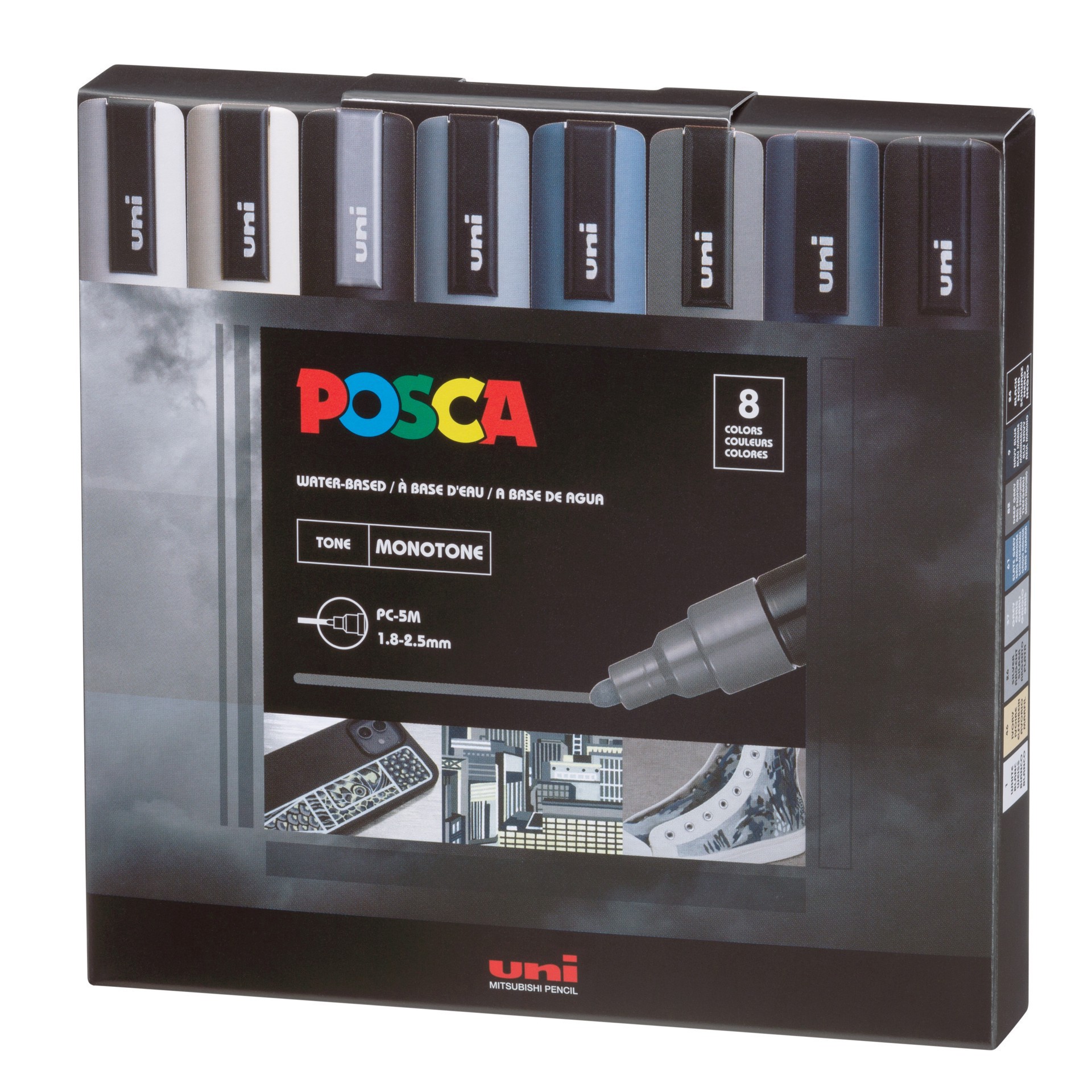 slide 2 of 2, Posca Pc-5m Medium Tip Monotone Paint Marker Set, 1.8mm-2.5mm