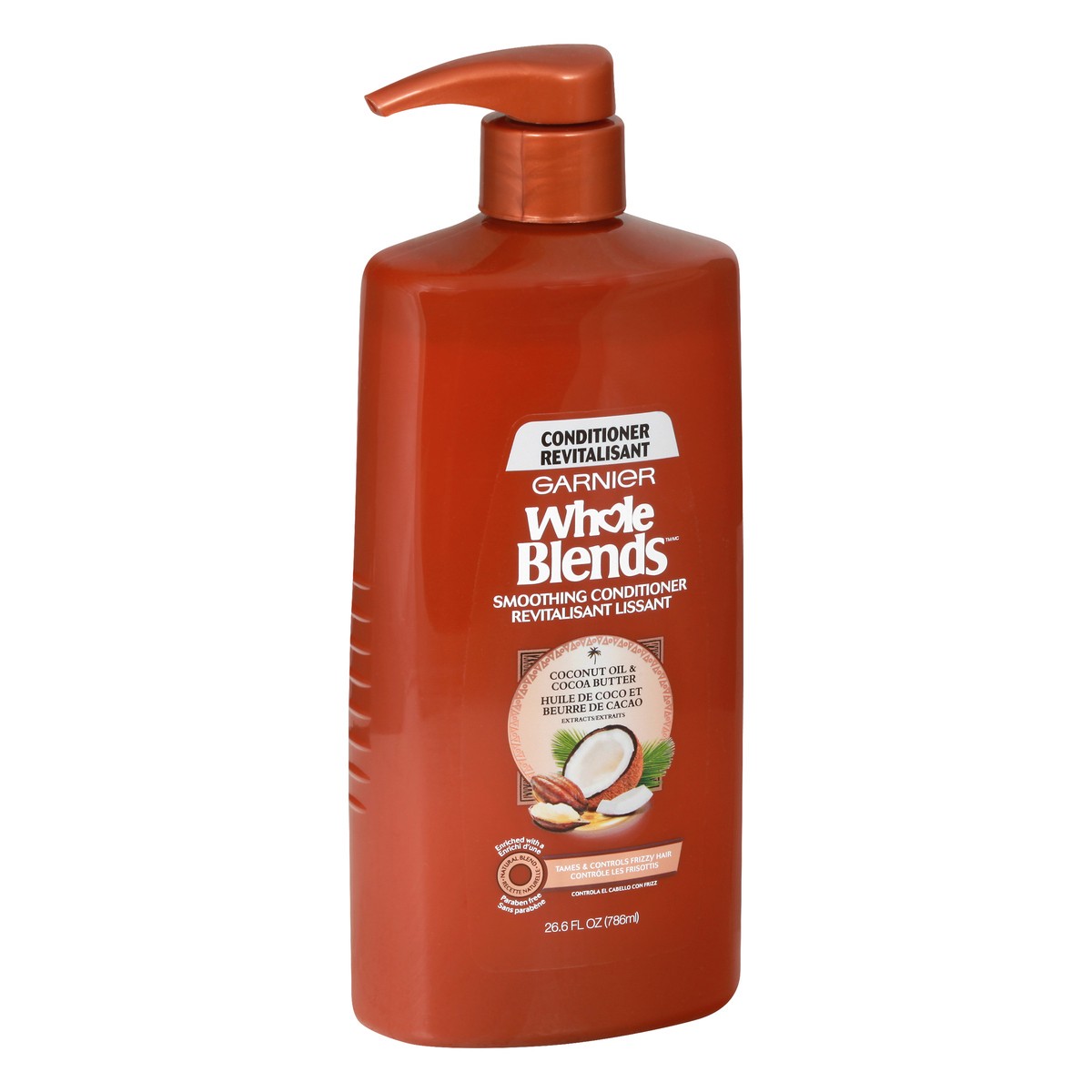 slide 2 of 9, Garnier Whole Blends Smoothing Pump Conditioner with Coconut Oil Extract - 26.6 fl oz, 26.6 fl oz