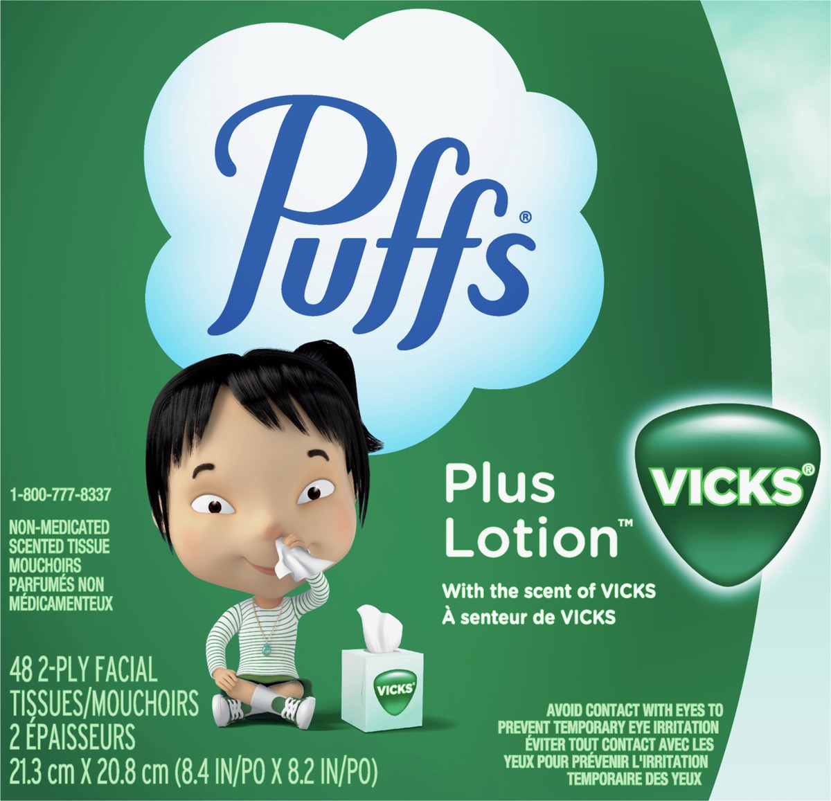 slide 5 of 5, Puffs Plus Lotion with the Scent of Vick's Facial Tissues, 1 Cube, 48 Tissues Per Box, 48 ct