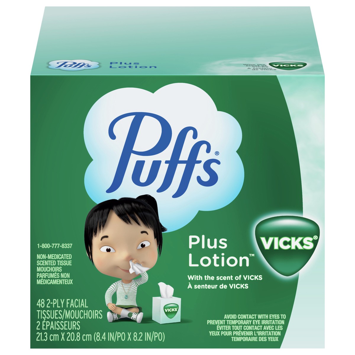 slide 1 of 5, Puffs Plus Lotion with the Scent of Vick's Facial Tissues, 1 Cube, 48 Tissues Per Box, 48 ct