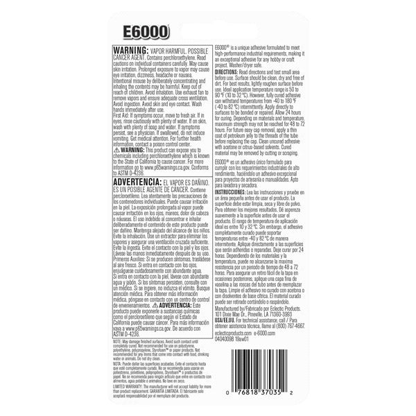 slide 4 of 5, E6000 Craft Adhesive, Industrial Strength, Clear, 2 fl oz