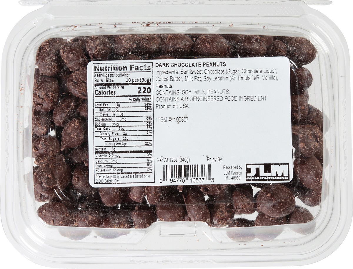 slide 3 of 13, JLM Manufacturing Dark Chocolate Peanuts 12 oz, 12 oz