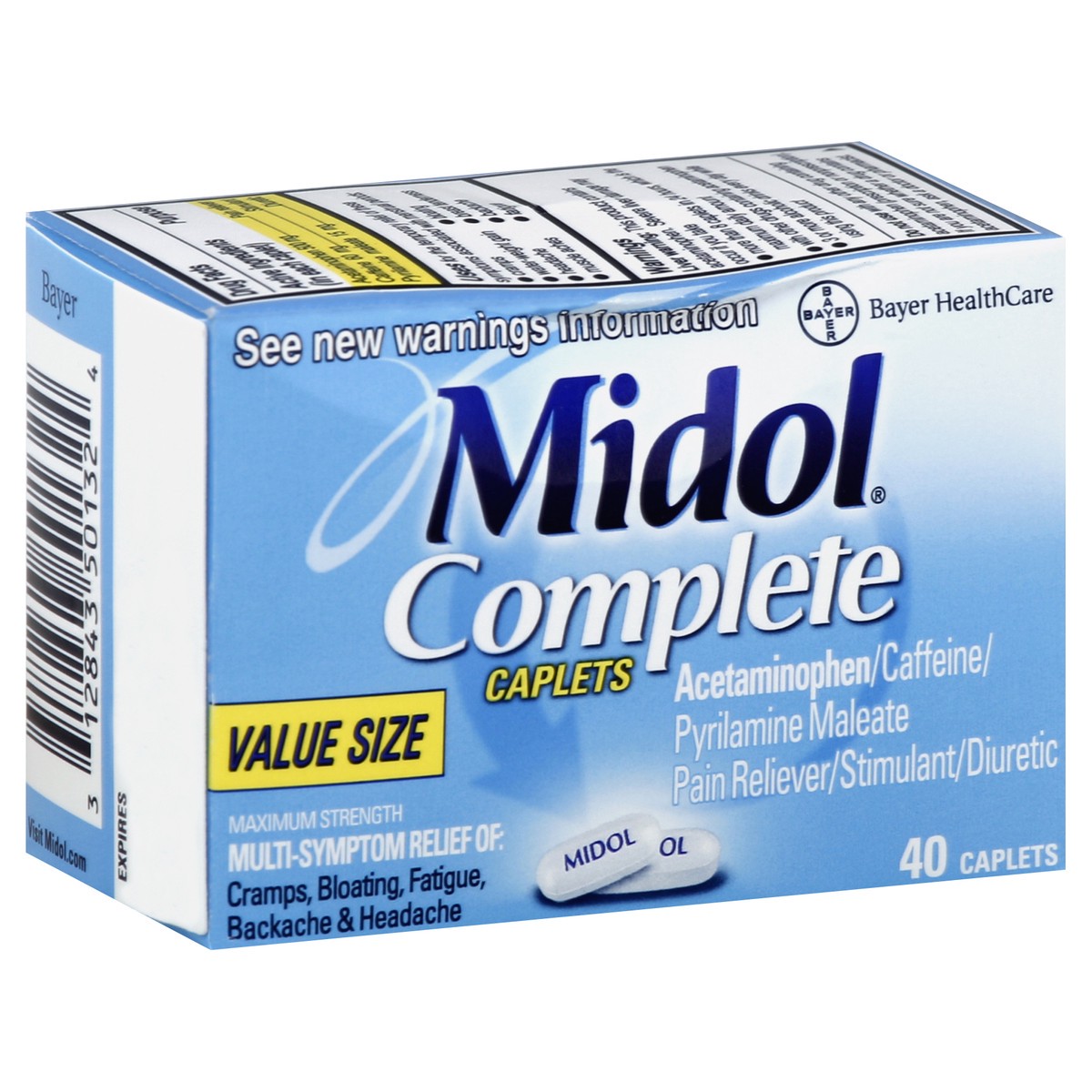 slide 5 of 7, Midol Pain Reliever/Stimulant/Diuretic 40 ea, 40 ct