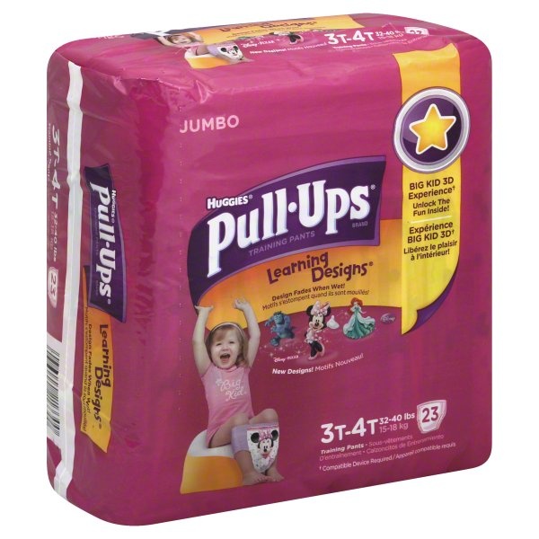 slide 1 of 1, Huggies Pull-Upstraining Pants With Learning Designs For Girls 3T-4T, 23 ct