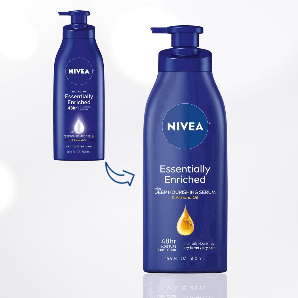 slide 28 of 56, Nivea Essentially Enriched Dry Skin Body Lotion with Almond Oil Scented - 16.9 fl oz, 