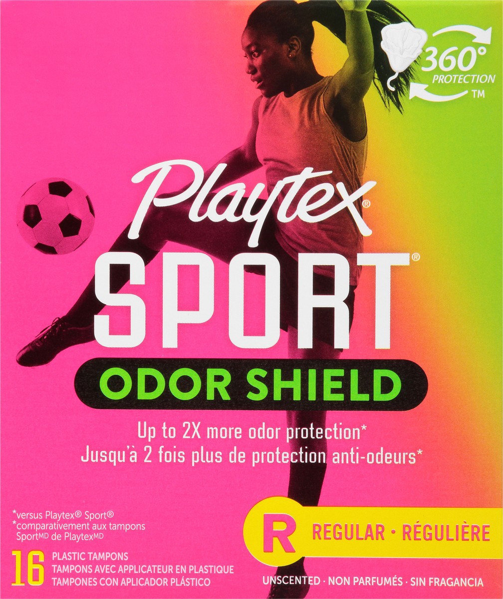 slide 9 of 9, Playtex Sport Odor Sheild Reg, 16 ct