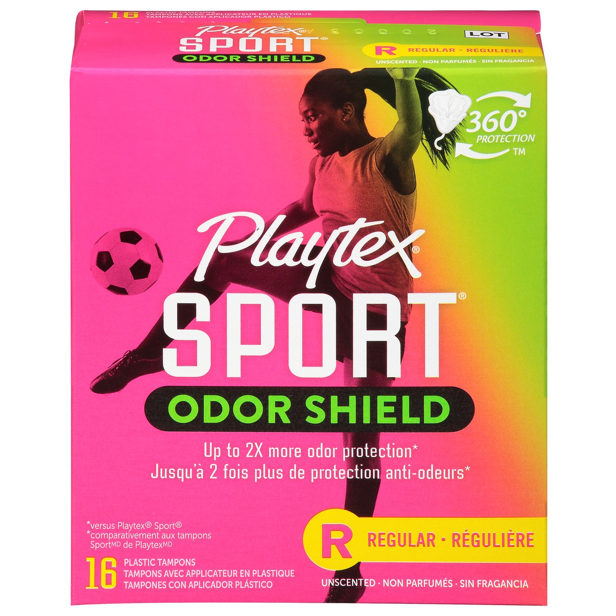 slide 1 of 9, Playtex Sport Odor Sheild Reg, 16 ct