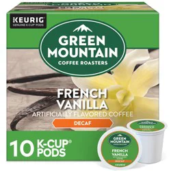 Green Mountain Coffee Roasters French Vanilla Decaf Keurig Single-Serve K-Cup pods, Light Roast Coffee, 10 Count