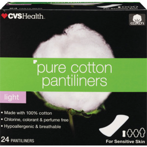 slide 1 of 1, CVS Health Pure Cotton Light Flow Pantiliners, Light, 24 ct