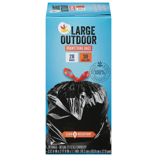 slide 1 of 1, GIANT Outdoor Trash Bags Drawstring Large 30 Gallon, 28 ct