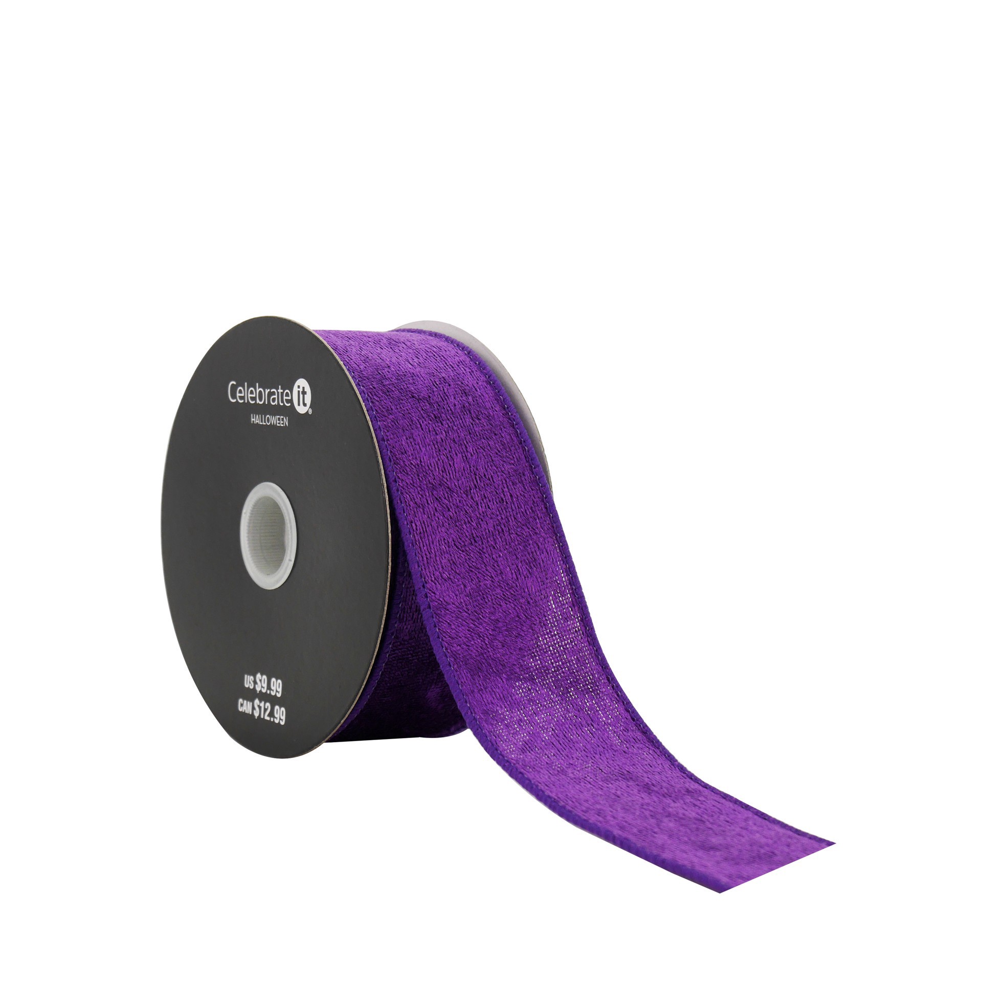 slide 3 of 3, 1.5" X 25ft. Purple Solid Wired Velvet Ribbon By Celebrate It Halloween, 1.5 in x 25 ft