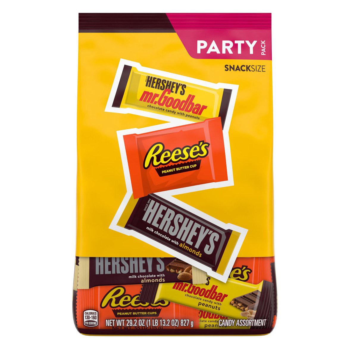 slide 1 of 4, HERSHEY'S and REESE'S Assorted Chocolate Flavored Snack Size, Candy Party Pack, 29.2 oz, 29.2 oz